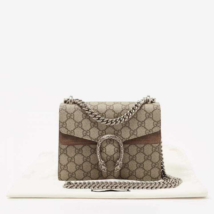 مملوكة مسبقًا Gucci Beige GG Supreme and Suede Mini Dionysus Shoulder Bag