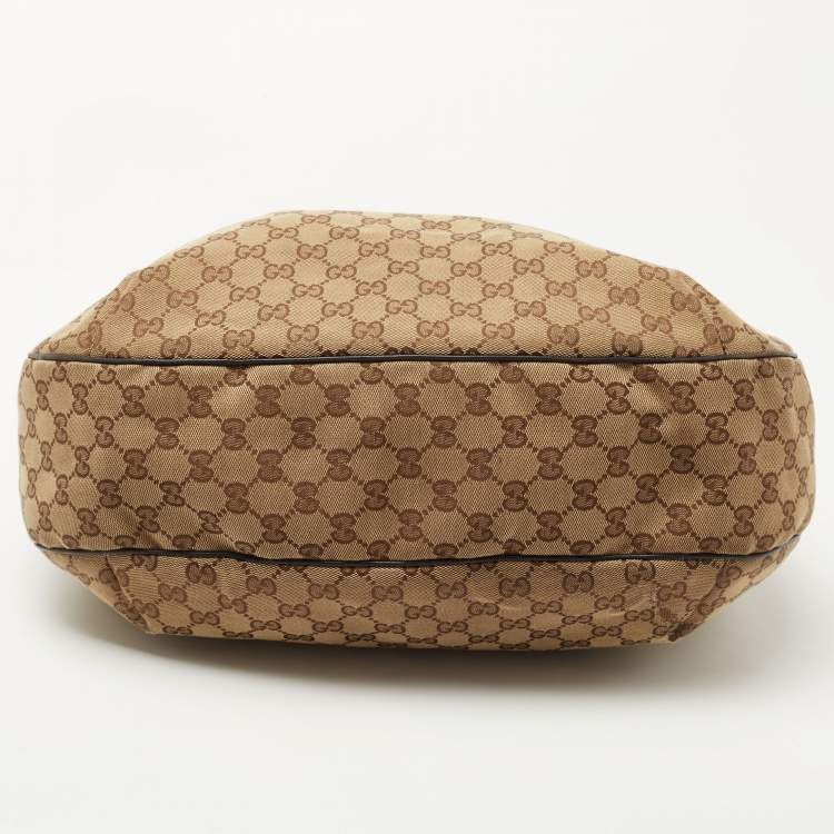مملوكة مسبقًا Gucci Beige/Ebony GG Canvas Medium New Ladies Web Hobo 