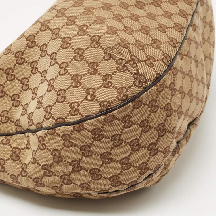 مملوكة مسبقًا Gucci Beige/Ebony GG Canvas Medium New Ladies Web Hobo 
