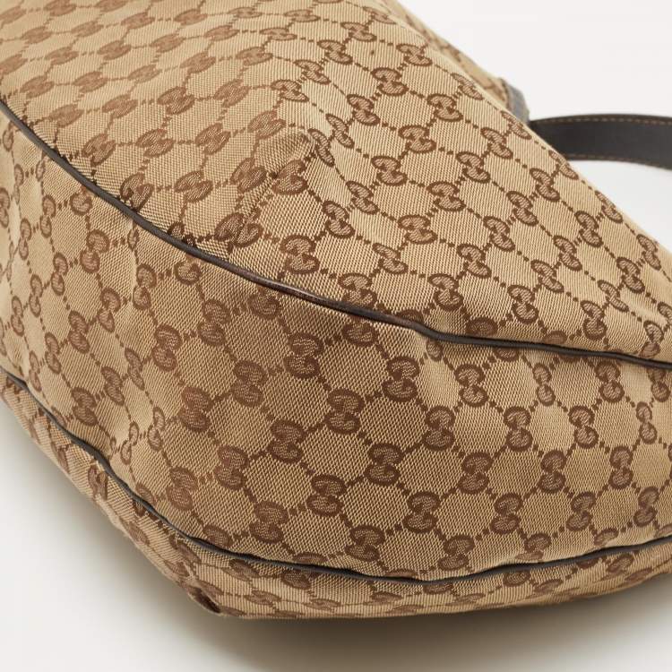 مملوكة مسبقًا Gucci Beige/Ebony GG Canvas Medium New Ladies Web Hobo 