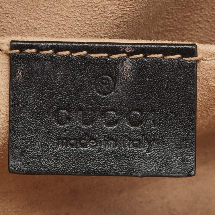Pre Owned Gucci Black Matelassé Leather GG Marmont Belt Bag