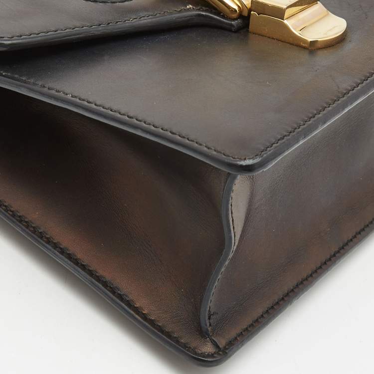 Pre Owned Gucci Black Leather Mini Sylvie Top Handle Bag