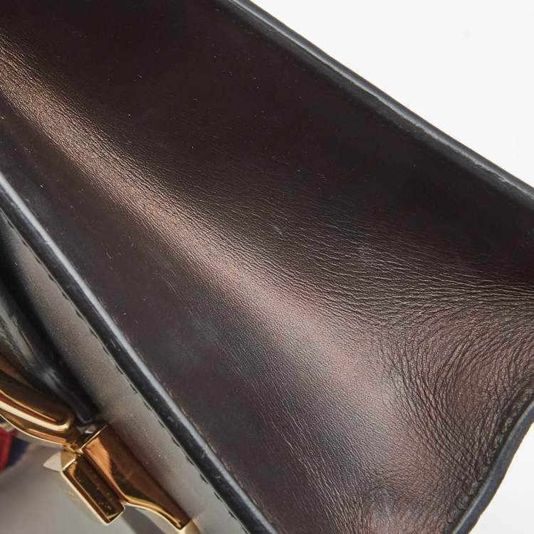 Pre Owned Gucci Black Leather Mini Sylvie Top Handle Bag
