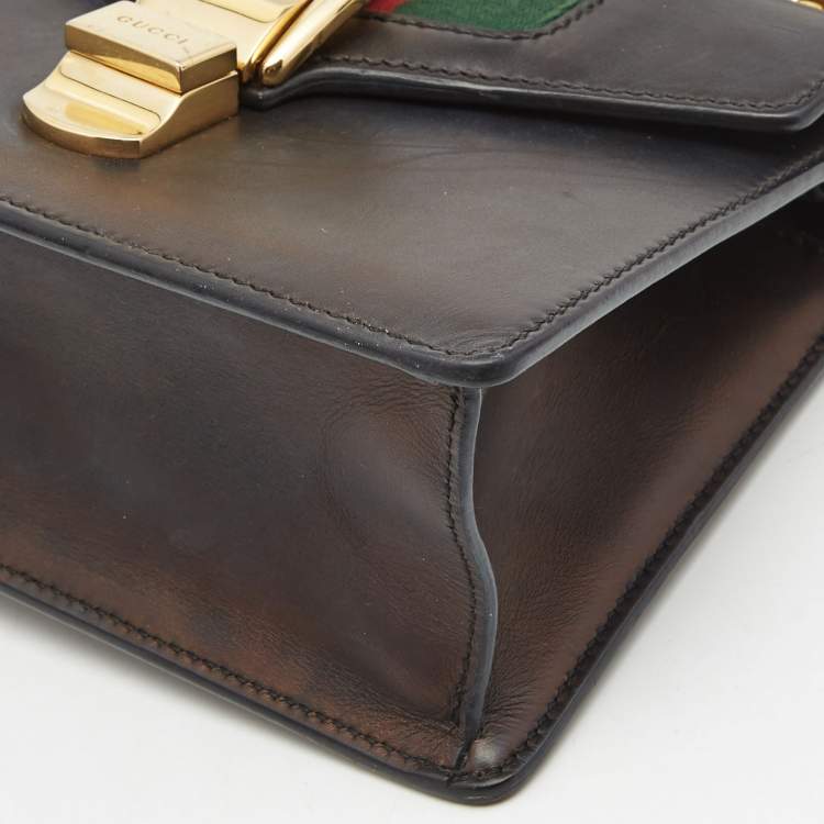 Pre Owned Gucci Black Leather Mini Sylvie Top Handle Bag