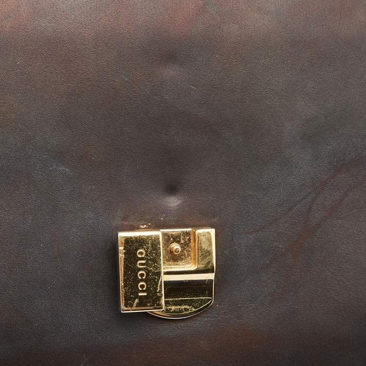 Pre Owned Gucci Black Leather Mini Sylvie Top Handle Bag