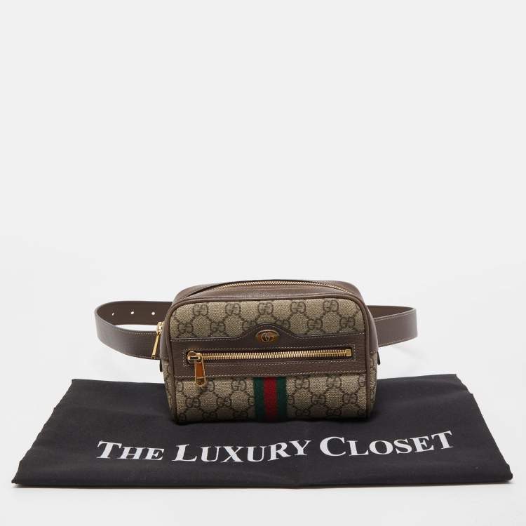 Pre Owned Gucci Brown/Beige GG Supreme Canvas and Leather Ophidia Belt Bag