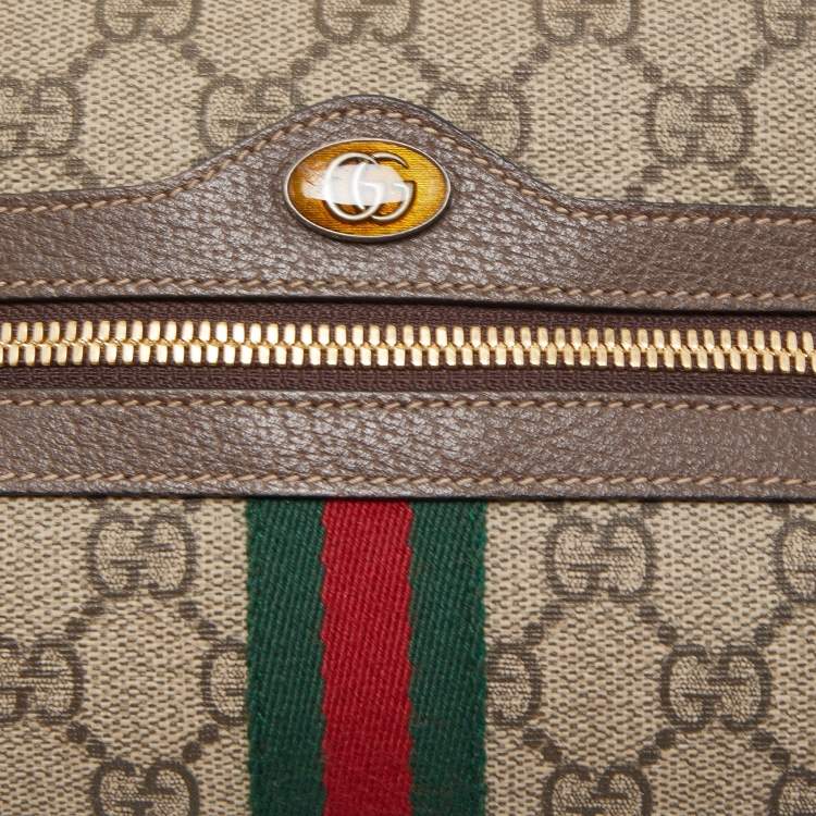 Pre Owned Gucci Brown/Beige GG Supreme Canvas and Leather Ophidia Belt Bag