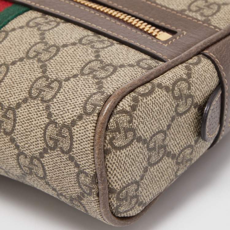 Pre Owned Gucci Brown/Beige GG Supreme Canvas and Leather Ophidia Belt Bag
