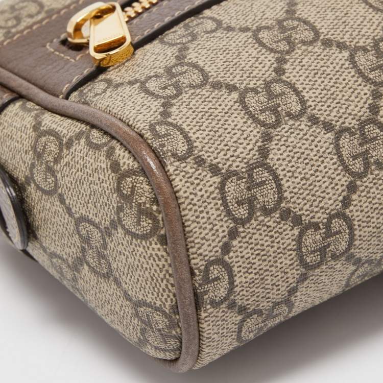 Pre Owned Gucci Brown/Beige GG Supreme Canvas and Leather Ophidia Belt Bag