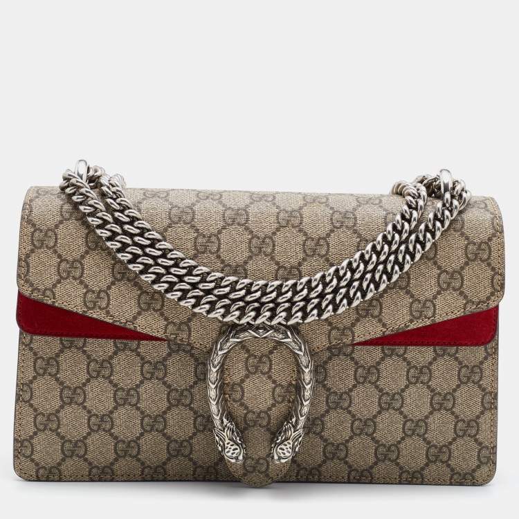 GG Supreme Dionysus Small Shoulder Bag With Red Detail