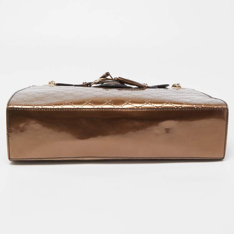 Pre Owned Gucci Brown Guccissima Patent Leather Large Emily Shoulder Bag