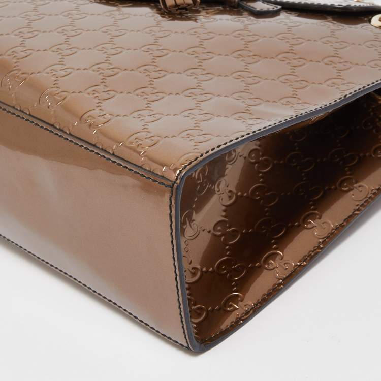 Pre Owned Gucci Brown Guccissima Patent Leather Large Emily Shoulder Bag