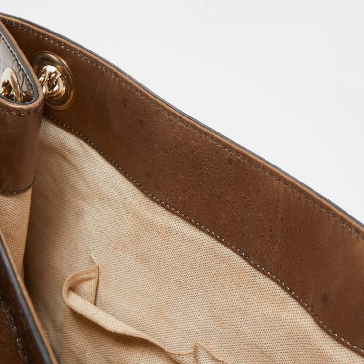 Pre Owned Gucci Brown Guccissima Patent Leather Large Emily Shoulder Bag