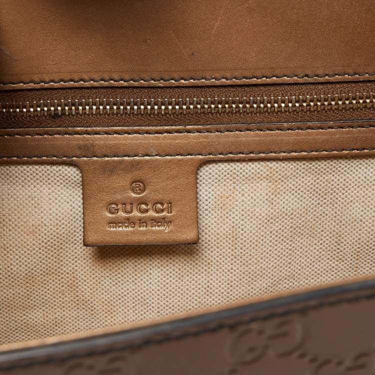 Pre Owned Gucci Brown Guccissima Patent Leather Large Emily Shoulder Bag