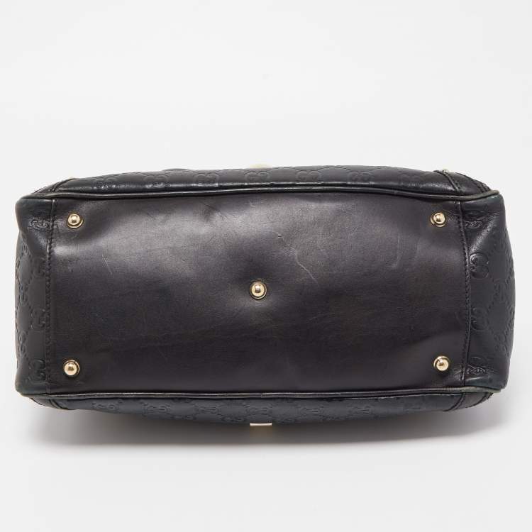 Pre Owned Gucci Black Leather Guccissima Horsebit Wave Boston Bag
