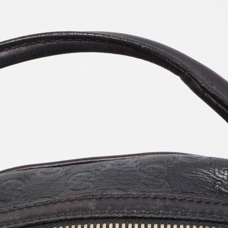 Pre Owned Gucci Black Leather Guccissima Horsebit Wave Boston Bag