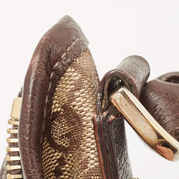 Pre Owned Gucci Brown/Beige GG Canvas and Leather Medium Abbey D-Ring Hobo