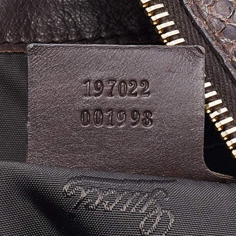 Pre Owned Gucci Brown Python Large Hysteria Tote