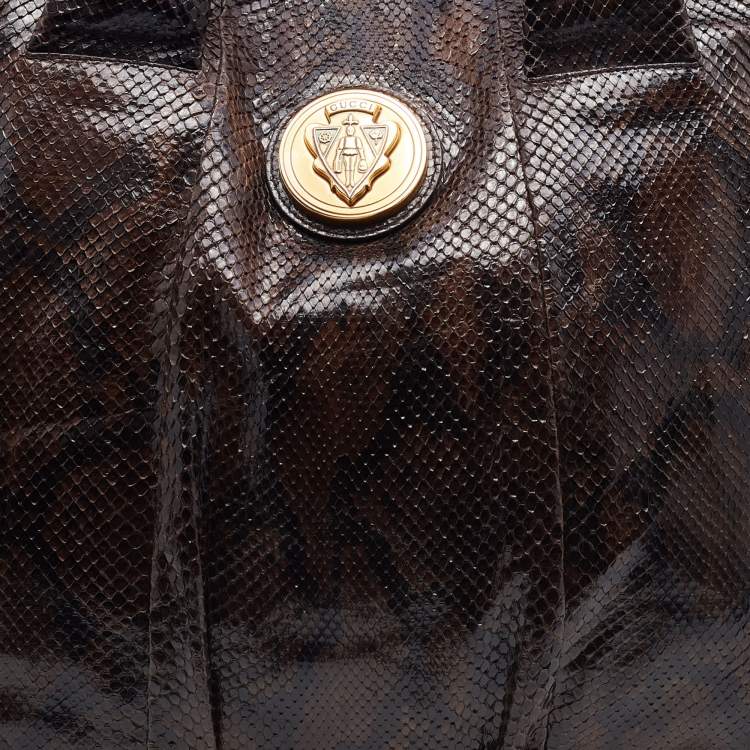 Pre Owned Gucci Brown Python Large Hysteria Tote
