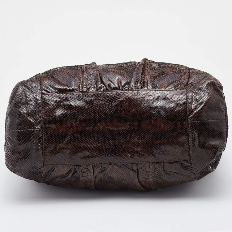 Pre Owned Gucci Brown Python Large Hysteria Tote