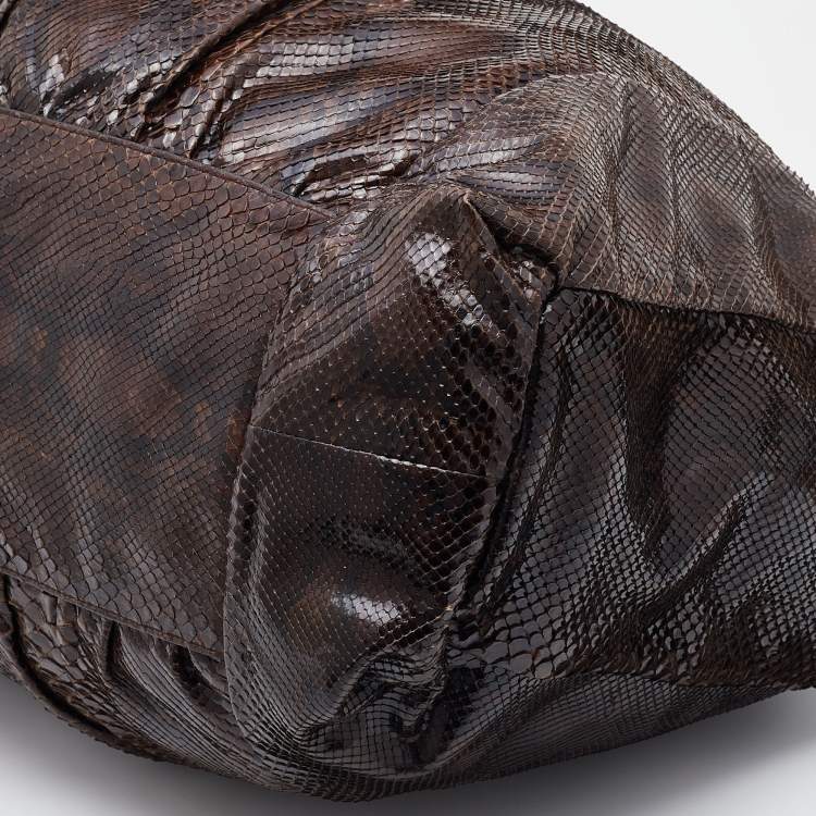 Pre Owned Gucci Brown Python Large Hysteria Tote