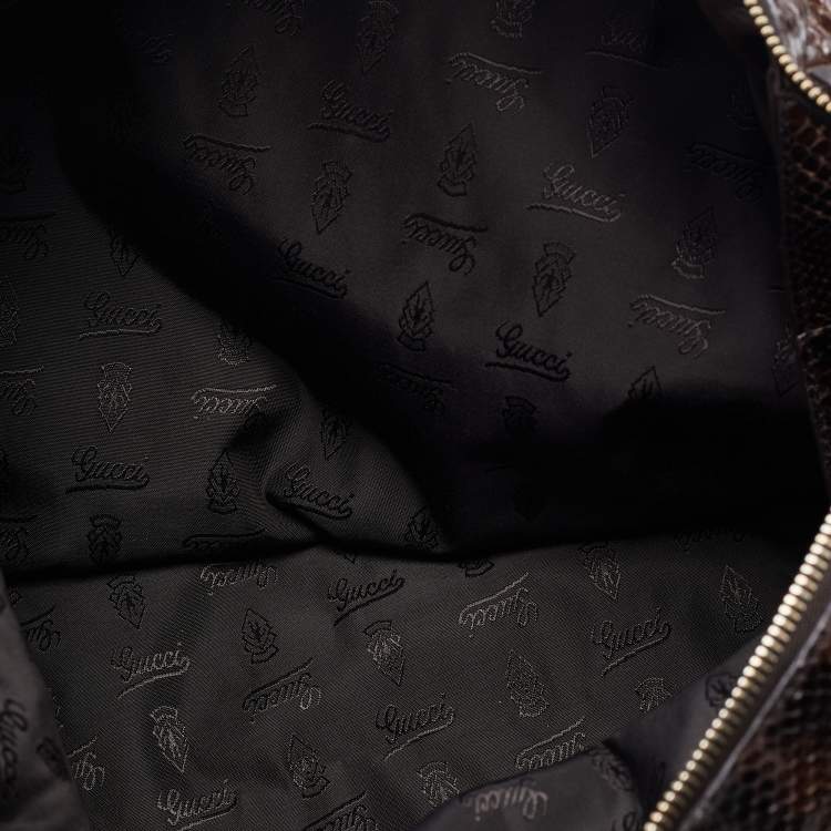 Pre Owned Gucci Brown Python Large Hysteria Tote