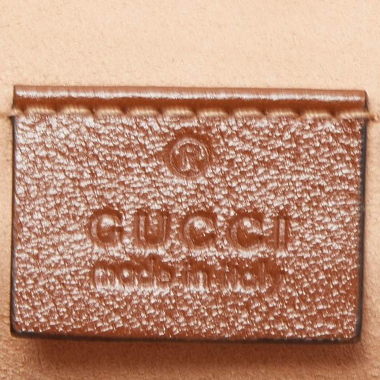 Pre Owned Gucci Brown Diagonal Quilted Leather Mini GG Marmont Shoulder Bag