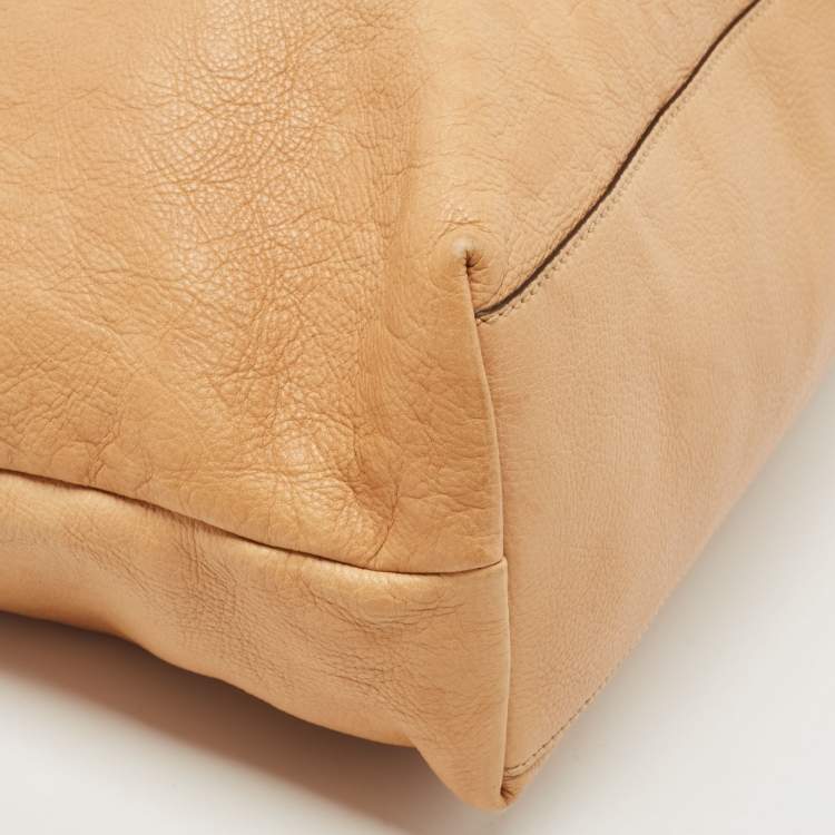 Pre Owned Gucci Tan Leather Medium Bamboo Shopper Tote