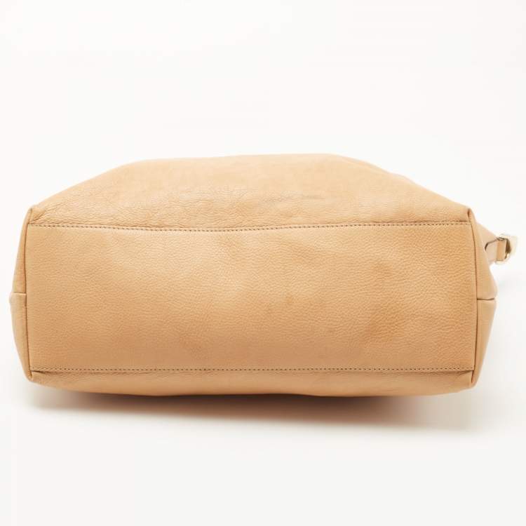 Pre Owned Gucci Tan Leather Medium Bamboo Shopper Tote