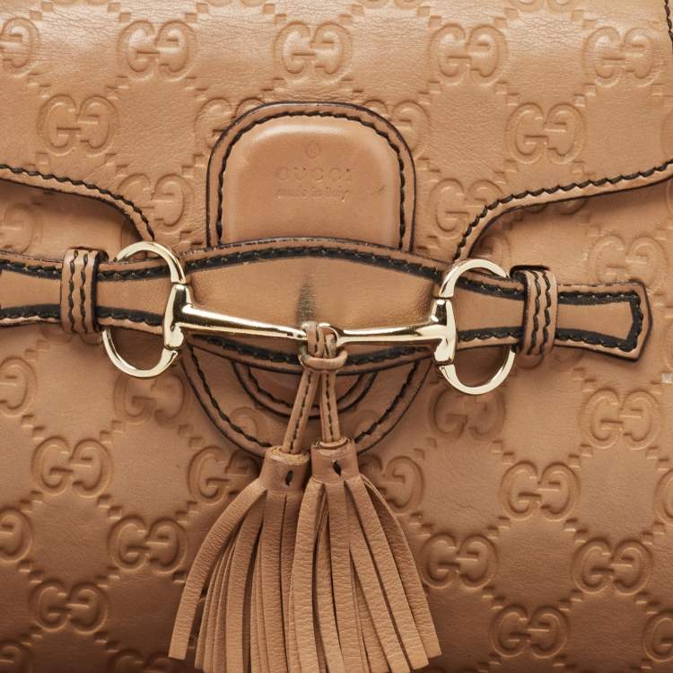 Pre Owned Gucci Beige Guccissima Leather Small Emily Chain Shoulder Bag