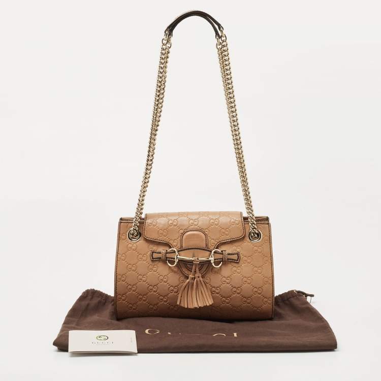 Pre Owned Gucci Beige Guccissima Leather Small Emily Chain Shoulder Bag