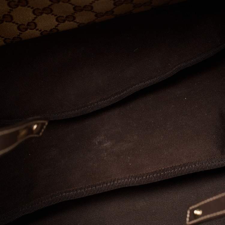 Pre Owned Gucci Beige/Brown Crystal GG Canvas and Leather Pelham Tote