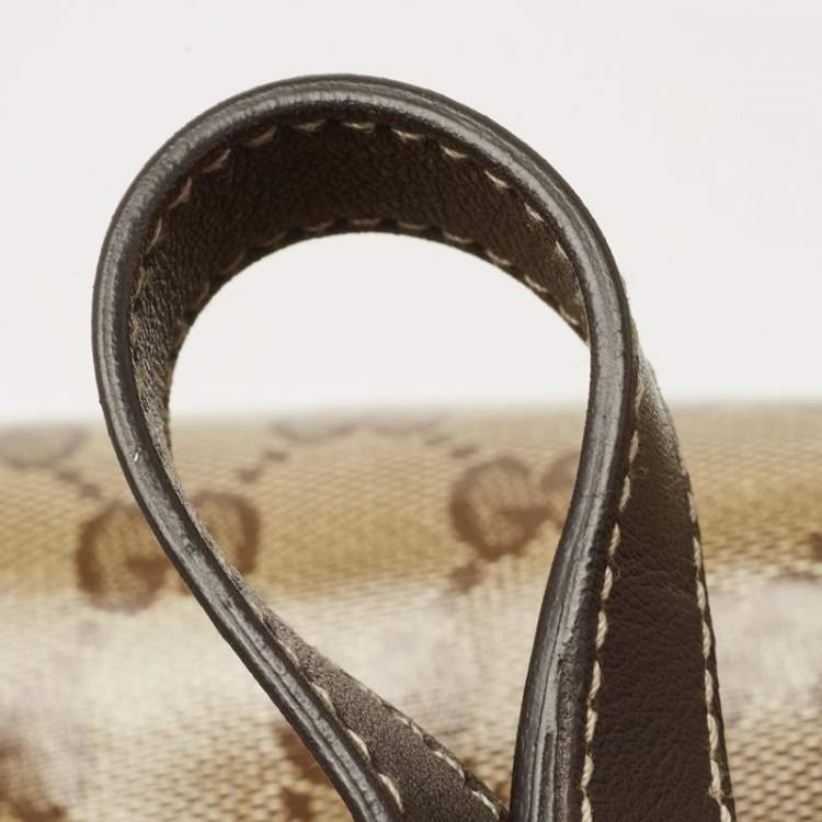 Pre Owned Gucci Beige/Brown Crystal GG Canvas and Leather Pelham Tote
