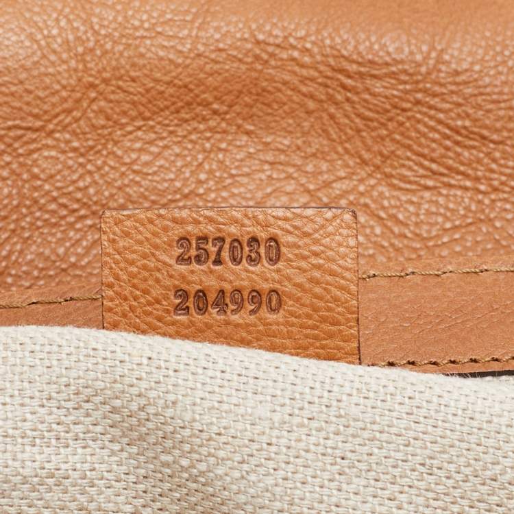Pre Owned Gucci Camel Pebbled Leather Marrakech Clutch