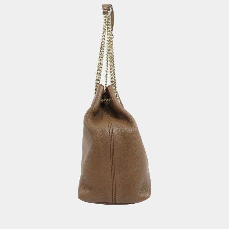 Gucci Beige Pebbled Leather Soho Chain Shoulder Bag - Yoogi's Closet