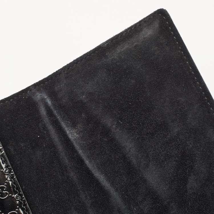 Pre Owned Gucci Black Microguccissima Patent Leather Small Broadway Clutch