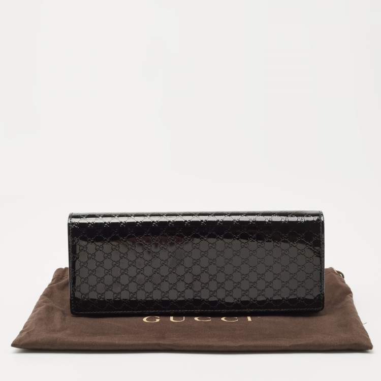 Pre Owned Gucci Black Microguccissima Patent Leather Small Broadway Clutch