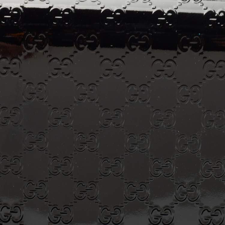 Pre Owned Gucci Black Microguccissima Patent Leather Small Broadway Clutch