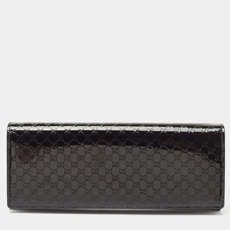 Pre Owned Gucci Black Microguccissima Patent Leather Small Broadway Clutch