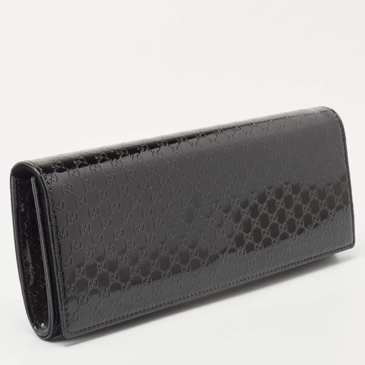 Pre Owned Gucci Black Microguccissima Patent Leather Small Broadway Clutch