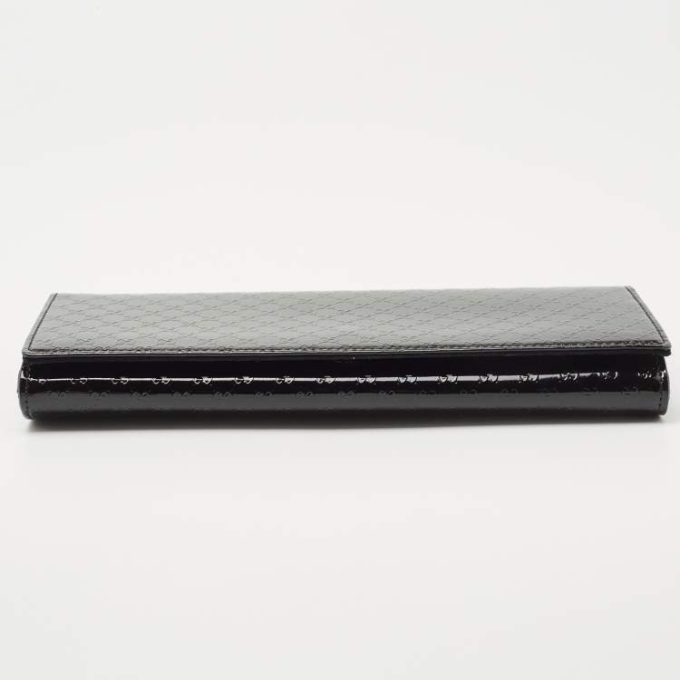 Pre Owned Gucci Black Microguccissima Patent Leather Small Broadway Clutch