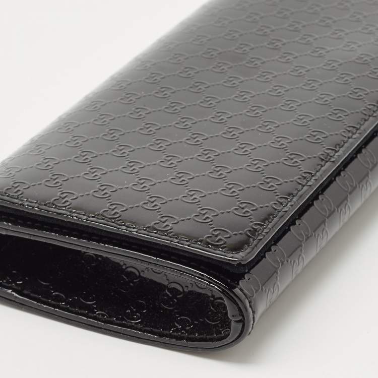Pre Owned Gucci Black Microguccissima Patent Leather Small Broadway Clutch