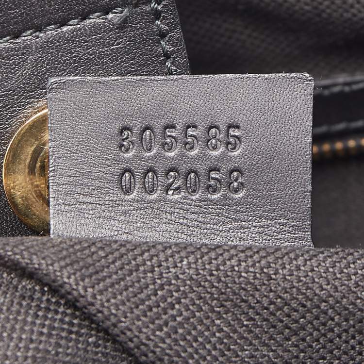 مملوكة مسبقًا Gucci Black Floral Print Suede Stirrup Tote