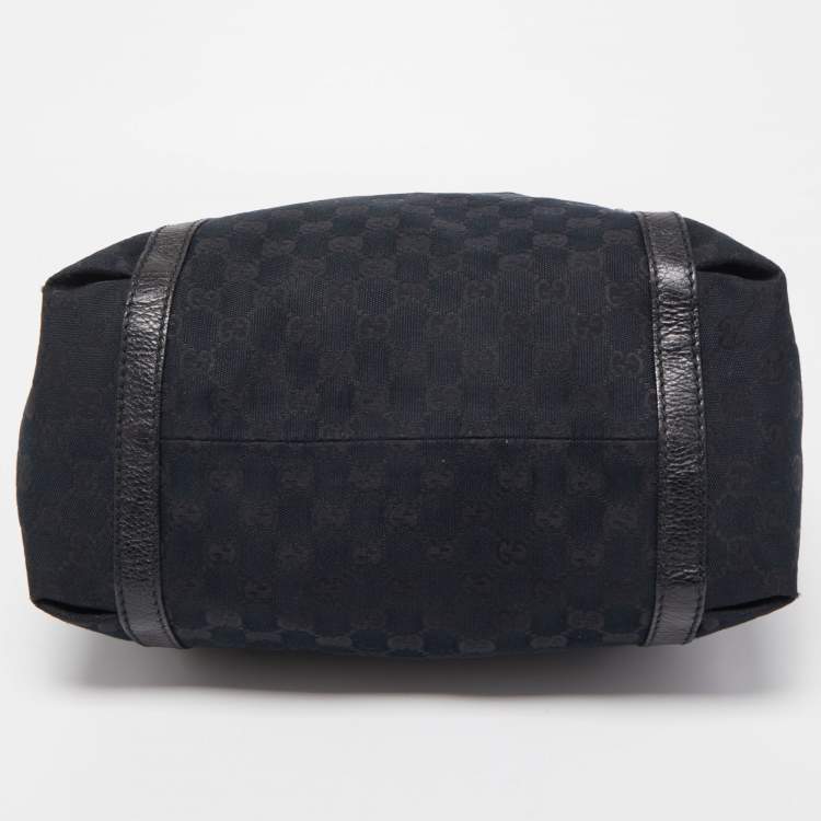 Pre Owned Gucci Black GG Canvas Medium New Ladies Web Tote