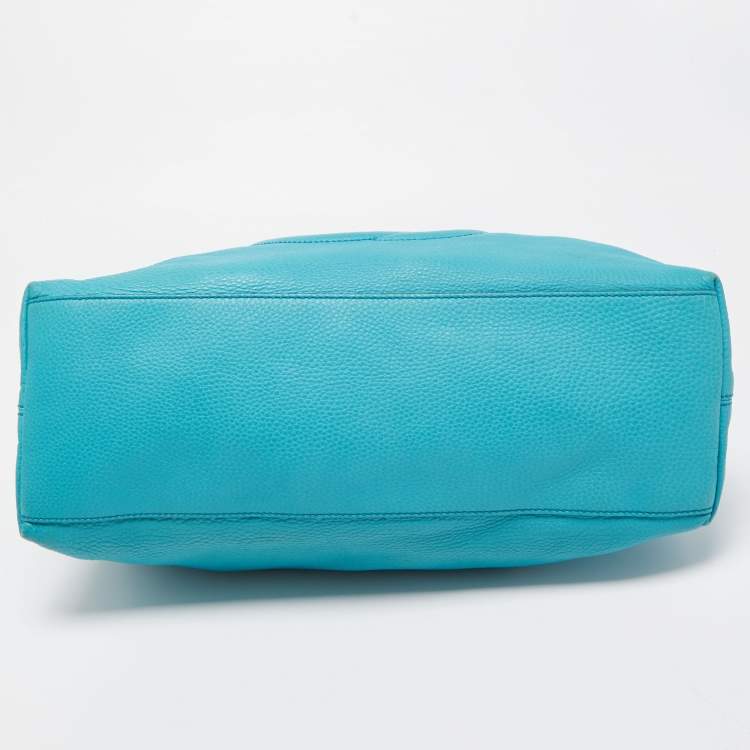 Pre Owned Gucci Blue Leather Medium Chain Soho Shoulder Bag