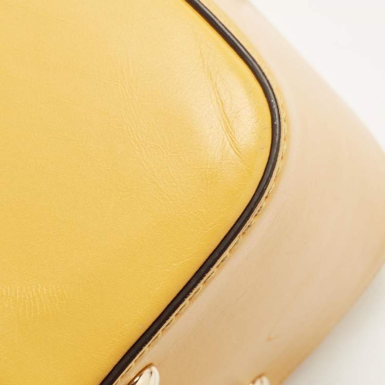 Pre Owned Gucci Yellow Diamante Leather Satchel