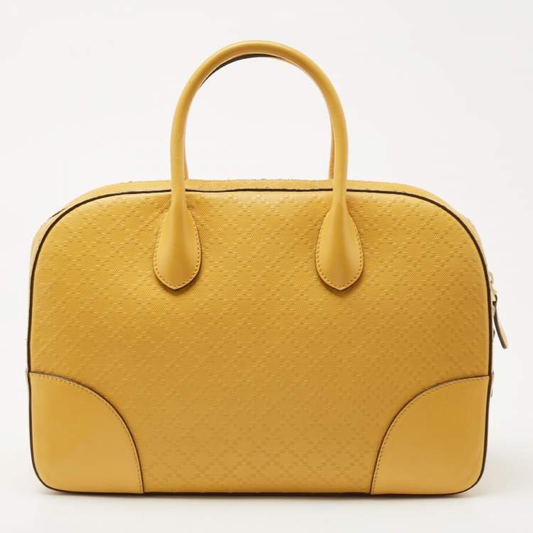 Pre Owned Gucci Yellow Diamante Leather Satchel