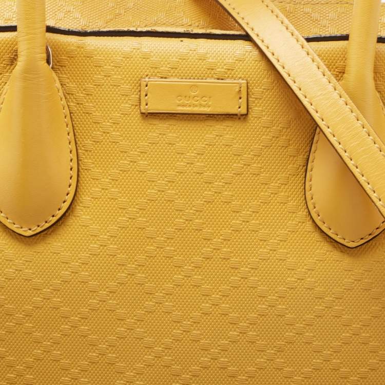 Pre Owned Gucci Yellow Diamante Leather Satchel