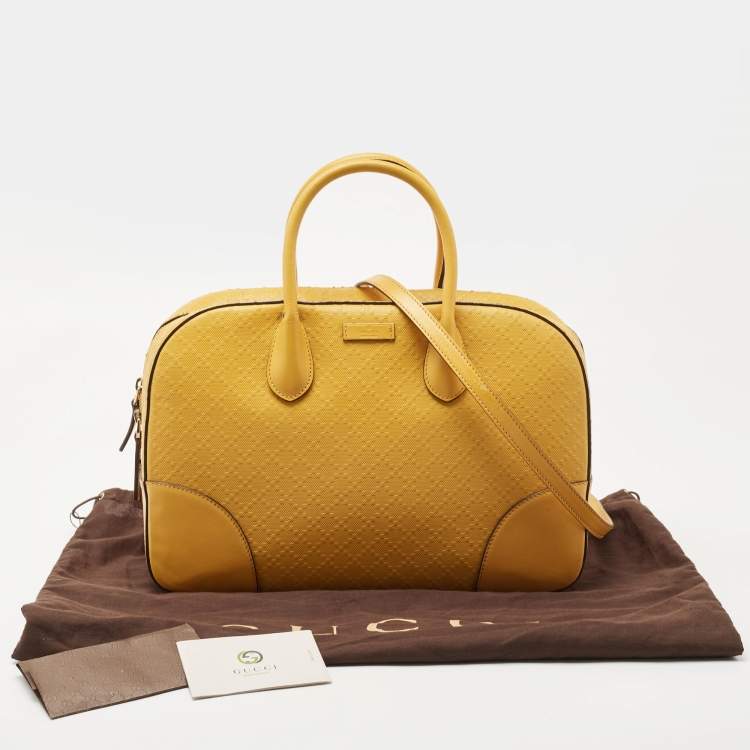 Pre Owned Gucci Yellow Diamante Leather Satchel