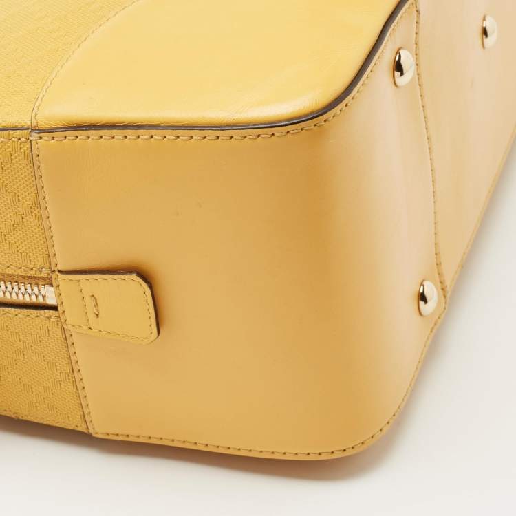 Pre Owned Gucci Yellow Diamante Leather Satchel